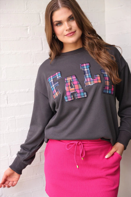 PREORDER Fall Plaid Patch Pullover
