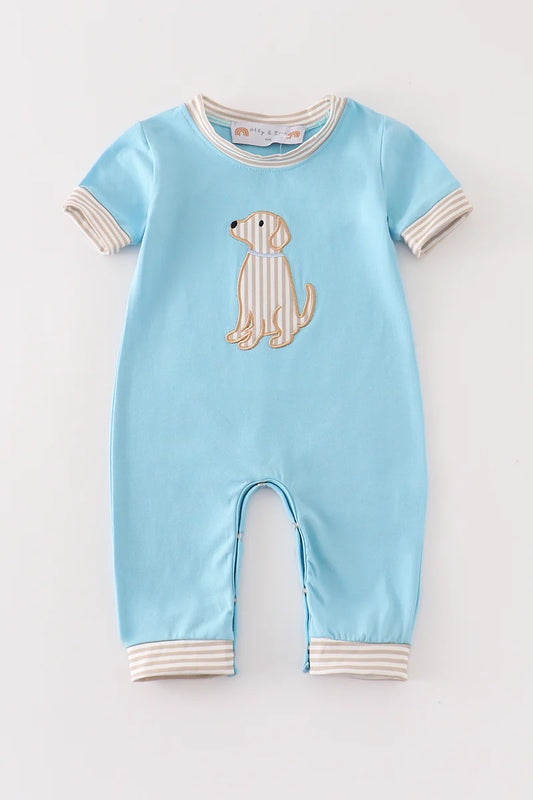 Boys Puppy Appliqué Romper