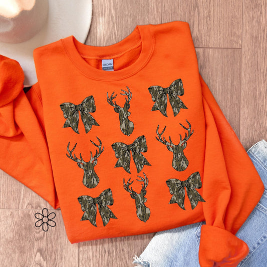 Camo Bow Deer Coquette Crewneck Sweatshirt