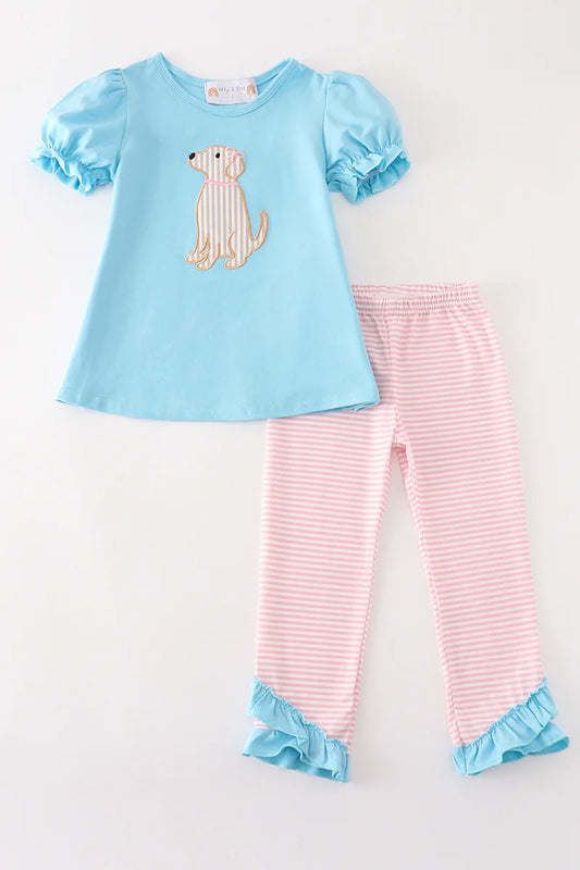 Girls Puppy Appliqué Set