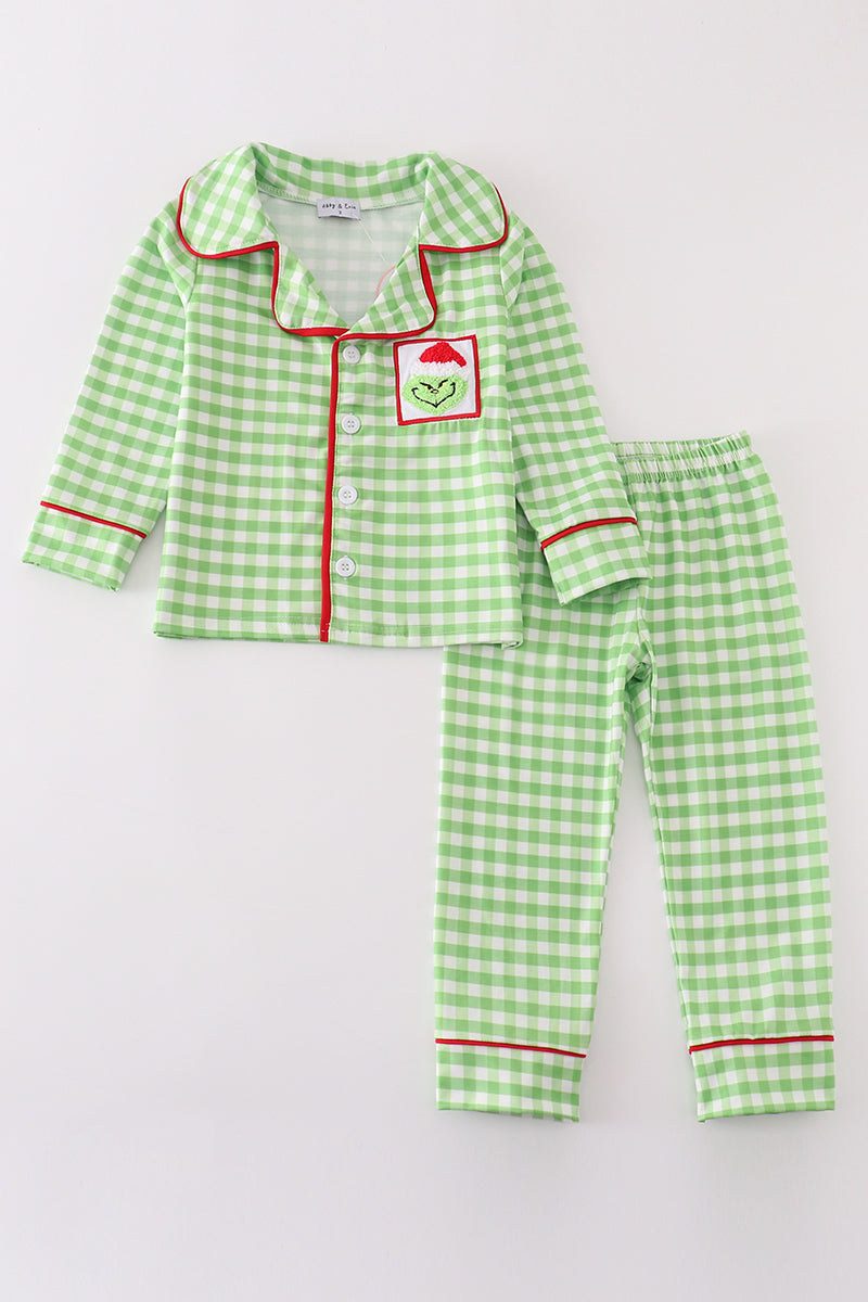 Boys French Knot Grinch Pj Pants Set