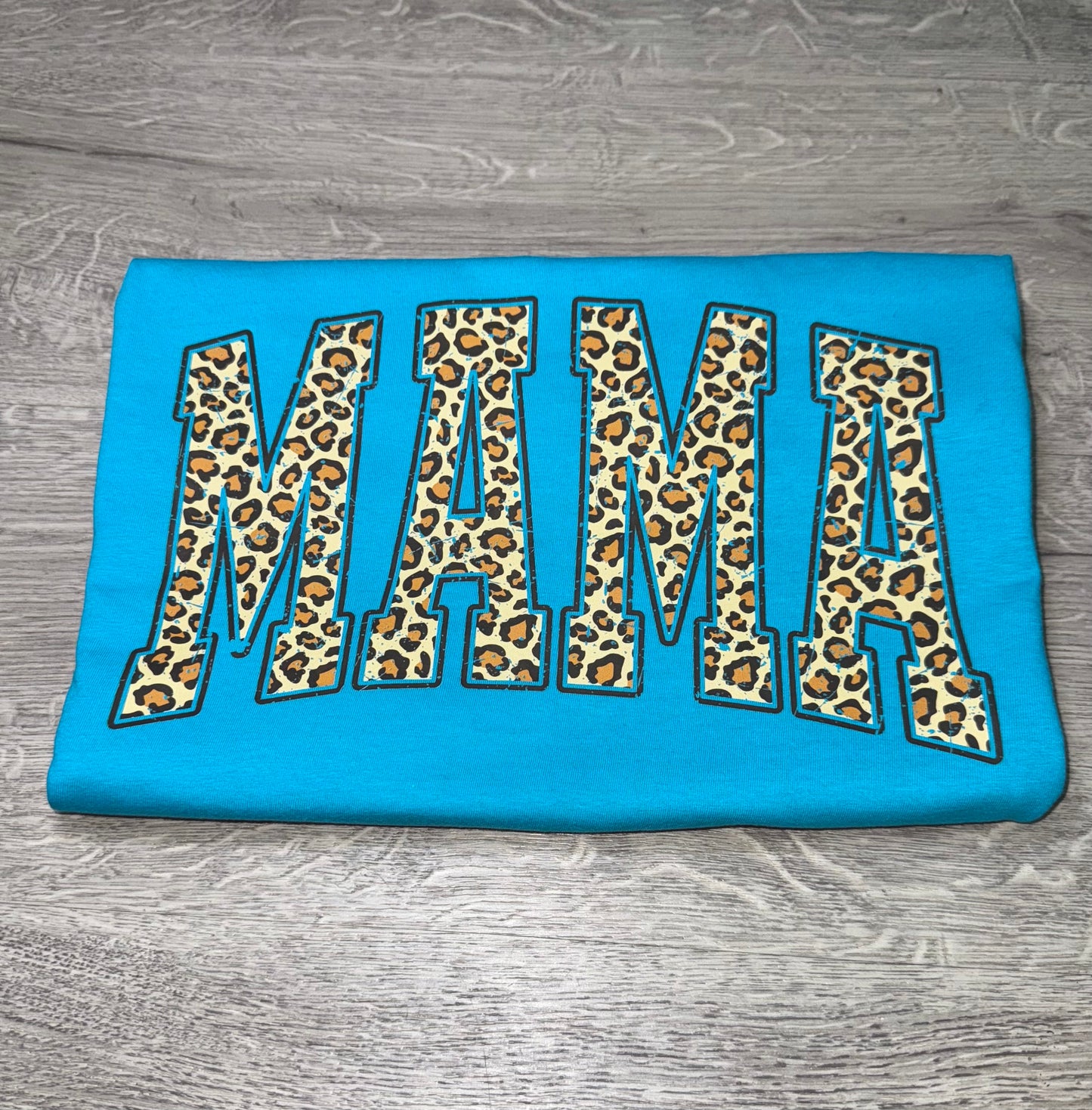 Tropical Blue Leopard Mama Tee