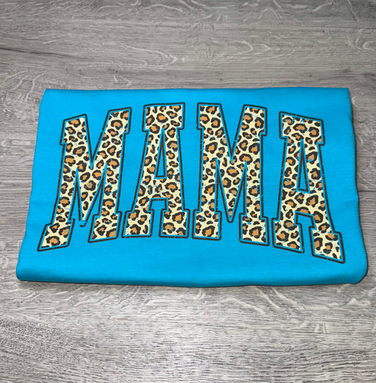 Tropical Blue Leopard Mama Tee