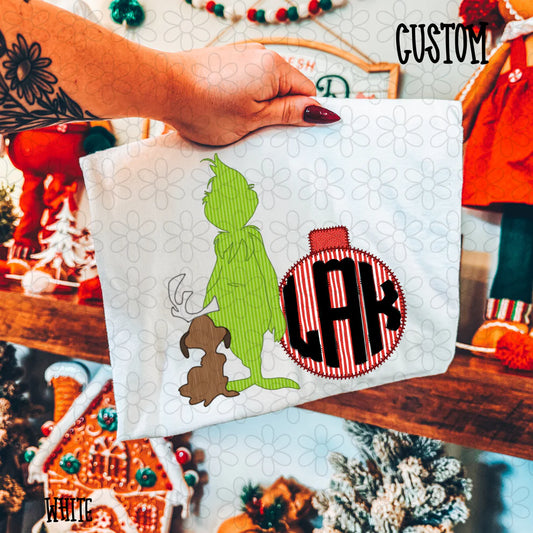Grinch Ornament Custom Monogram Tee