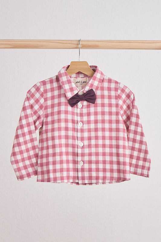 Boys Pink Gingham Button up