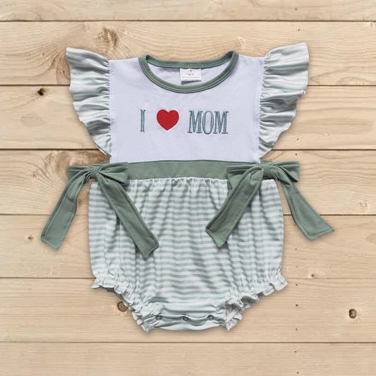 Embroidered I Love Mom Girls Bubble