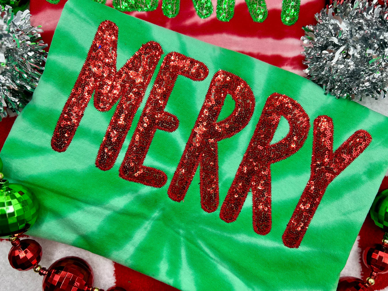 Merry Farmhouse - Red Sequin Tee/Crewnneck