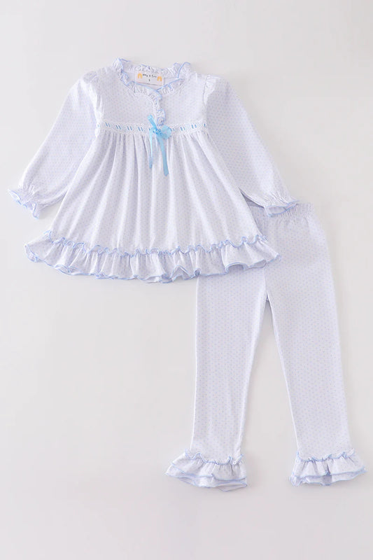 Girls Dot Bow Ruffle Set