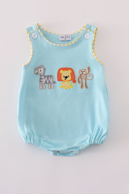 Boys Zoo Animal Appliqué Bubble