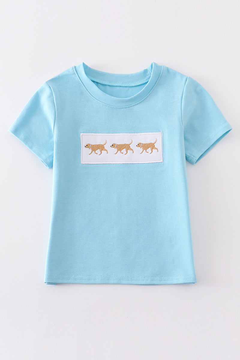 Boys Blue Puppy Appliqué Top