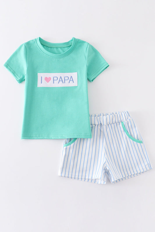 Boys I Love Papa Shorts Set