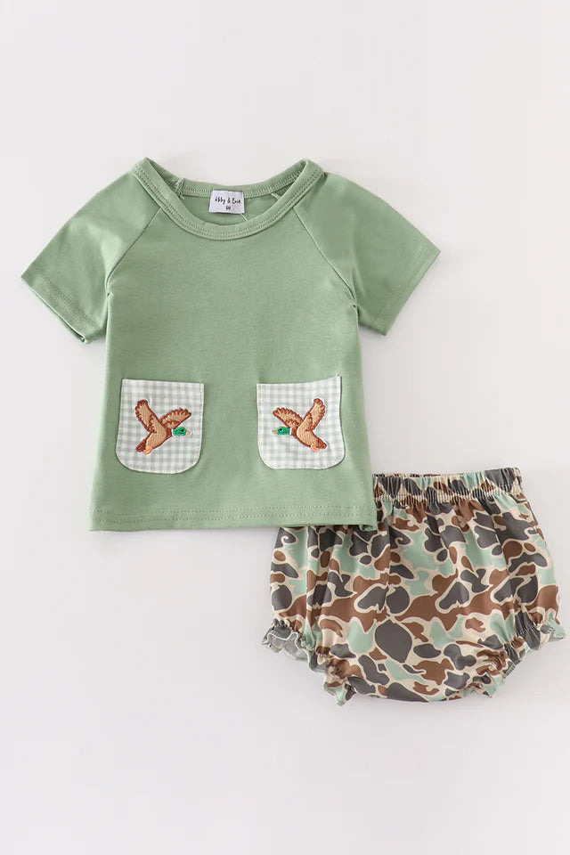 Boys Embroidered Camo Duck Baby Set