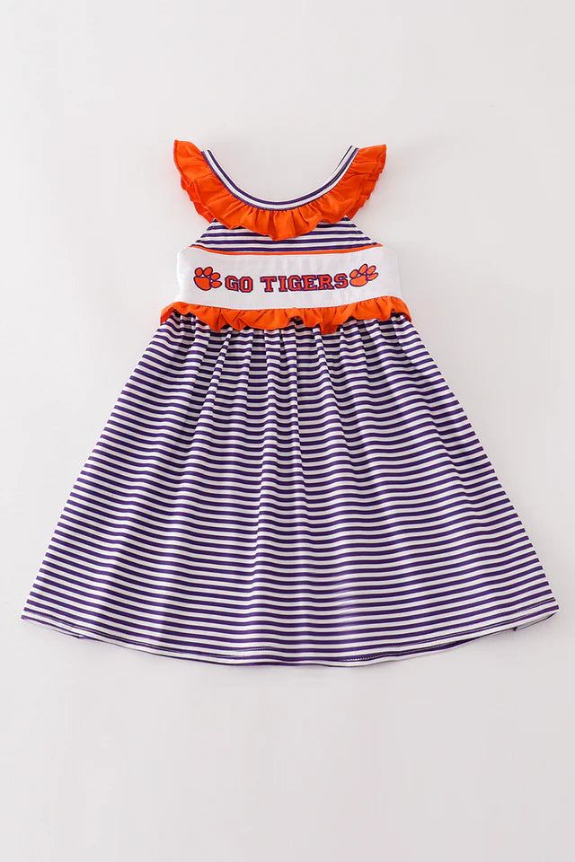 Girls Embroidered Go Tigers Dress