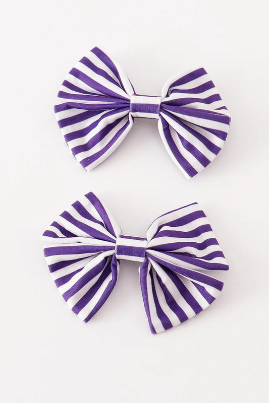 Purple Pigtail Hair Bows