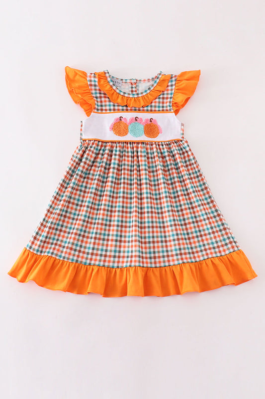 Girls French Knot Pumpkin Dress