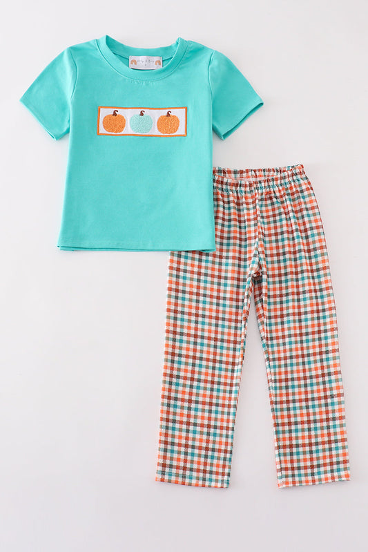 Boys French Knot Pumpkin Pants Set