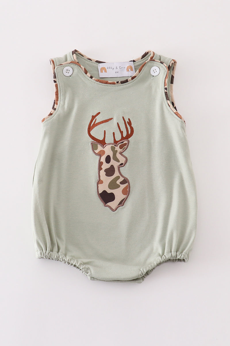 Boys Camo Deer Appliqué Bubble