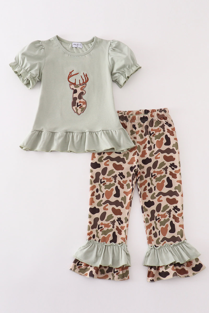 Girls Camo Deer Pants Set