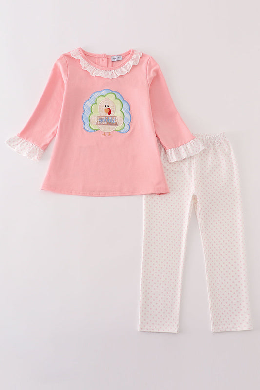 Girls Striped Thanksgiving Turkey Pants Set