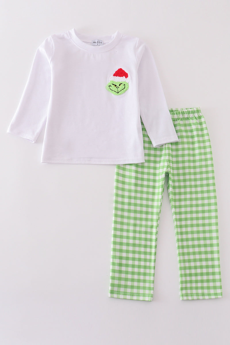 Boys French Knot Grinch Pants Set