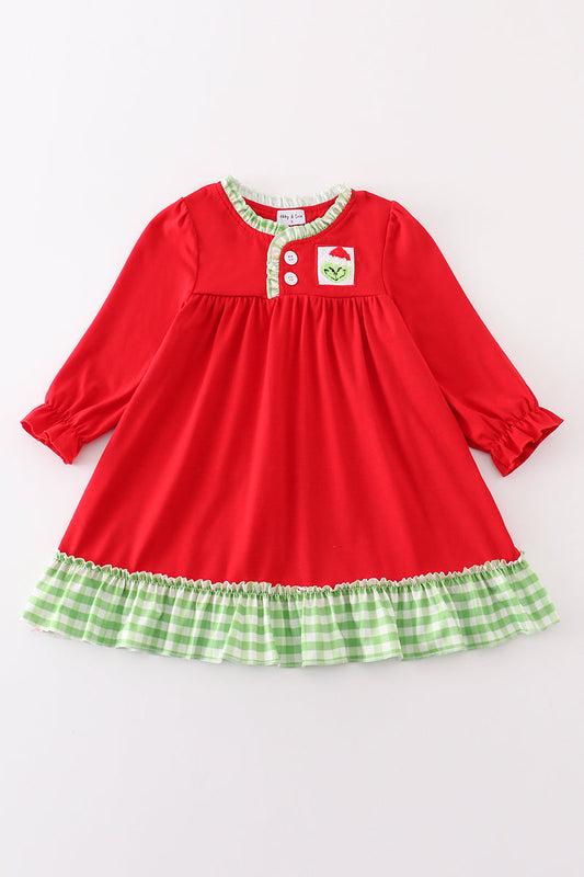 Girls French Knot Grinch Pj Dress