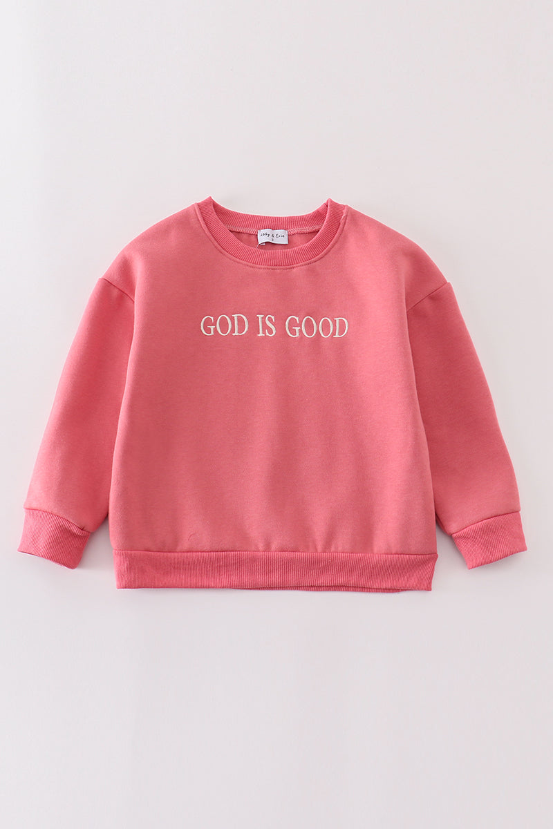 Mauve Embroidered God Is Good Sweatshirt- Mom&Me