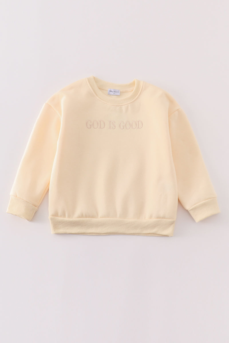 Cream Embroidered God Is Good Sweatshirt- Mom&Me