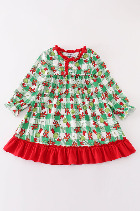 Girls Green Grinch Gown Pajamas