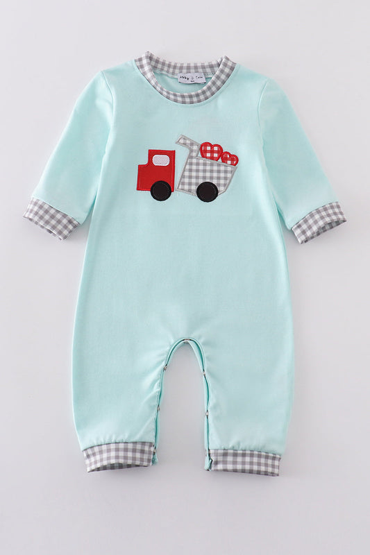 Boys Valentine Truck Heart Appliqué Romper