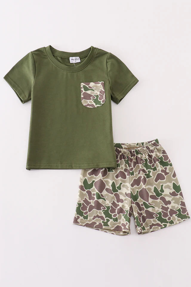 Boys Camo Shorts Set