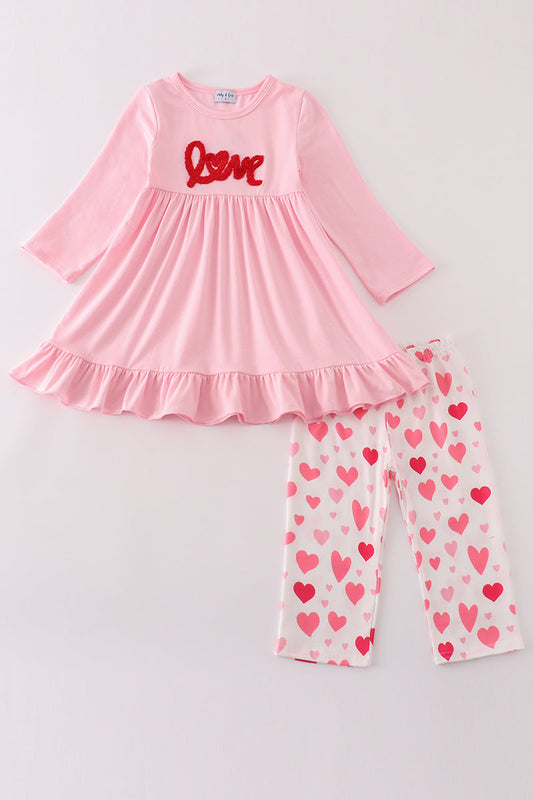 Girls French Knot Valentines Pants Set