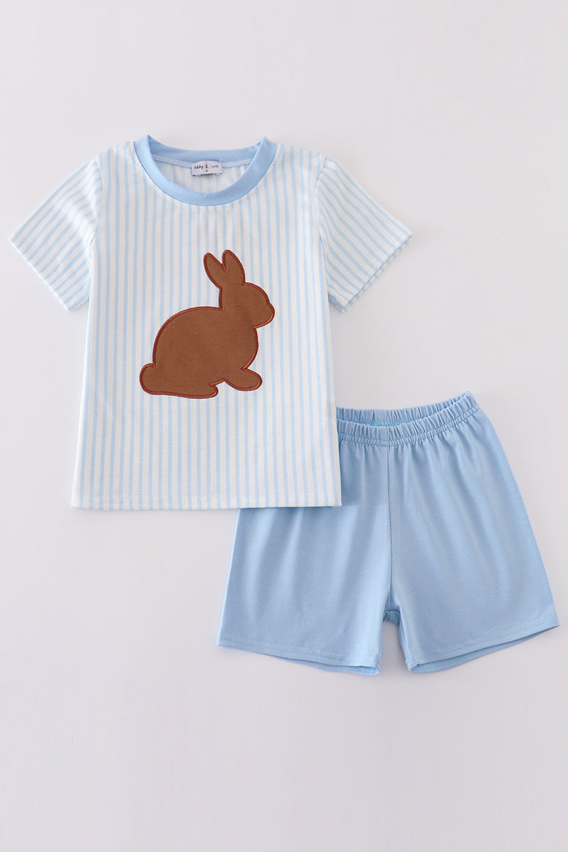 Boys Blue Easter Bunny Appliqué Shorts Set