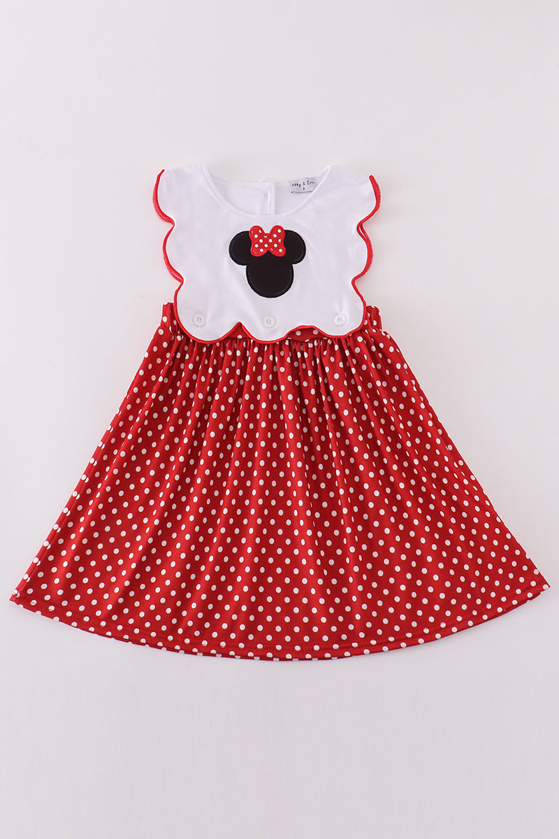 Girls Red Minnie Appliqué Dress