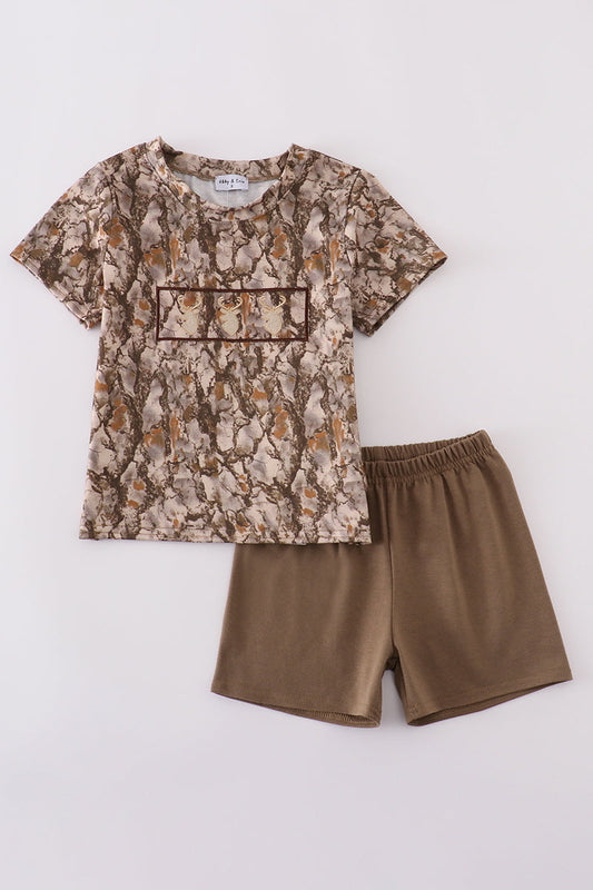 Boys Camo Deer Shorts Set