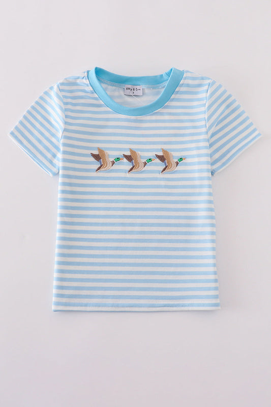 Boys Striped Embroidered Duck Top