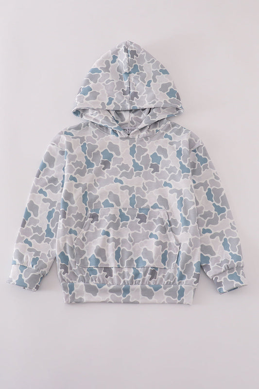 Boys White Camo Hoodie