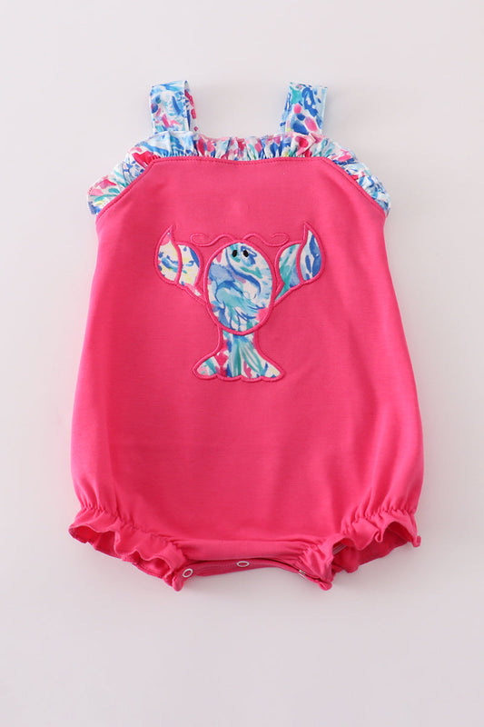 Girls Tropical Lobster Appliqué Bubble