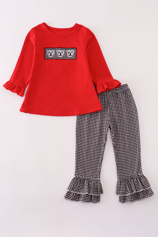 Girls Embroidered Georgia Bulldog Long Sleeve Pants Set