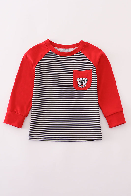 Boys Embroidered Georgia Bulldog Long Sleeve Top