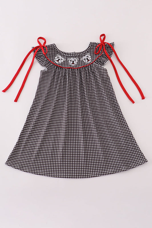 Girls Plaid Embroidered Georgia Bulldog Dress