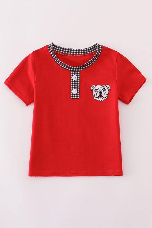 Boys Embroidered Georgia Bulldog Top