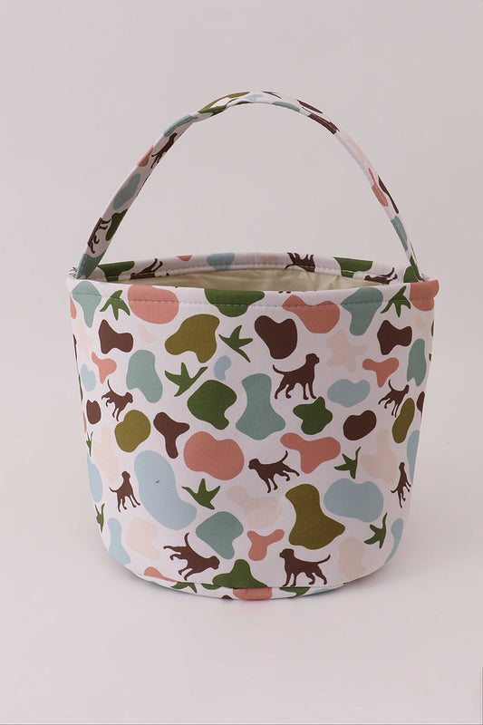 Camo Puppy Halloween Basket