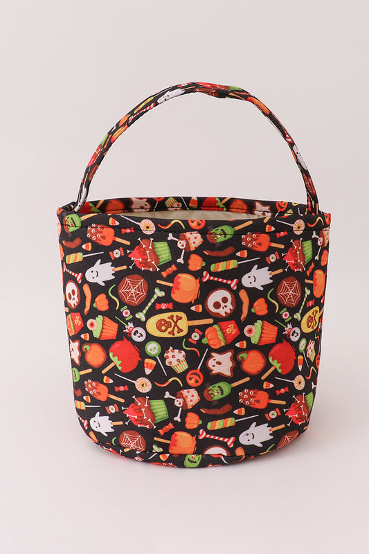 Black Halloween Print Candy Basket
