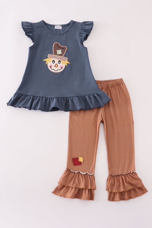 Girls Scarecrow Appliqué Pants Set