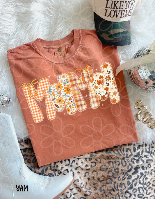 Mama Fall Flowers Bows tee/crewneck