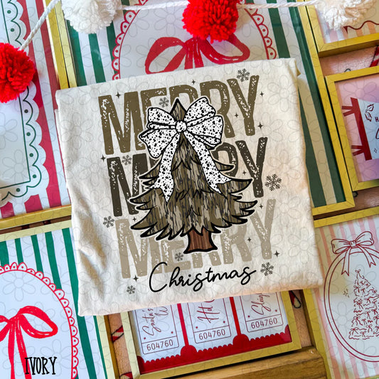 Merry Merry Merry Christmas Camo TreeTee- Kids & Adults