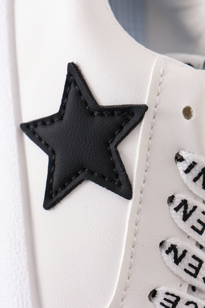 Kids White & Black Star Glitter Sneakers