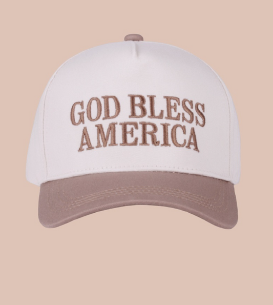 God Bless America Trucker Hat-Tan