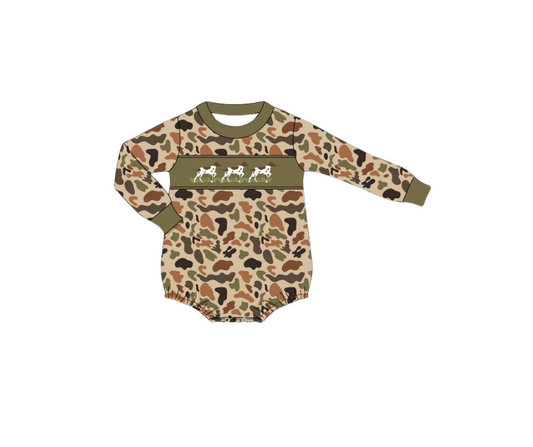 Boys Embroidered Camouflage Dog Bubble- PRE ORDER
