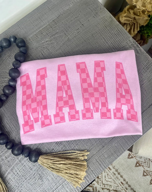 Pink Checkered Mama Tee